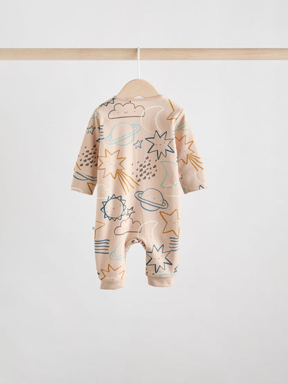 Light Blue 3 pack Baby Two Way Zip Footless Cotton Sleepsuits (0mths-3yrs)