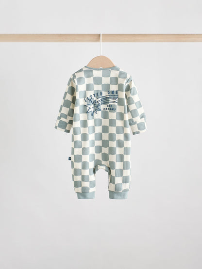 Light Blue 3 pack Baby Two Way Zip Footless Cotton Sleepsuits (0mths-3yrs)