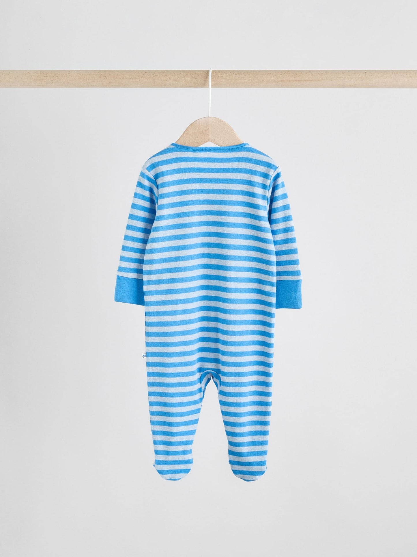 Blue Embroidered Baby Sleepsuits 3 Pack (0-2yrs)