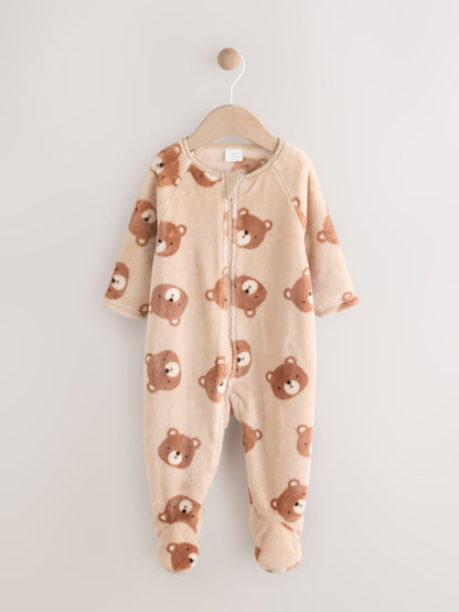 Brown Bear Fleece Baby Sleepsuit