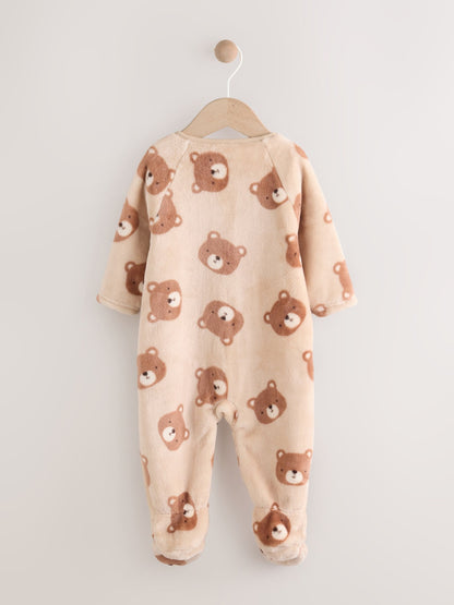 Brown Bear Fleece Baby Sleepsuit