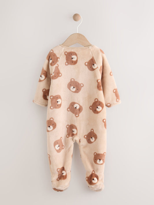 Brown Bear Fleece Baby Sleepsuit