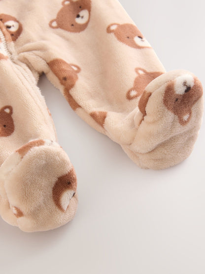 Brown Bear Fleece Baby Sleepsuit