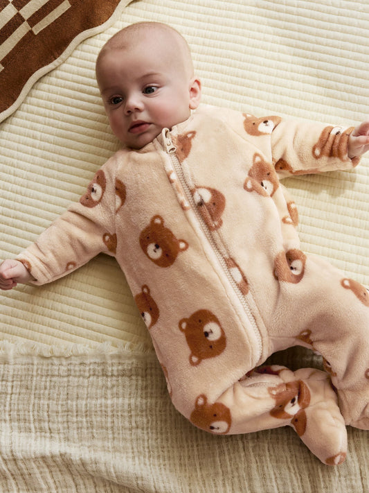 Brown Bear Fleece Baby Sleepsuit image 1
