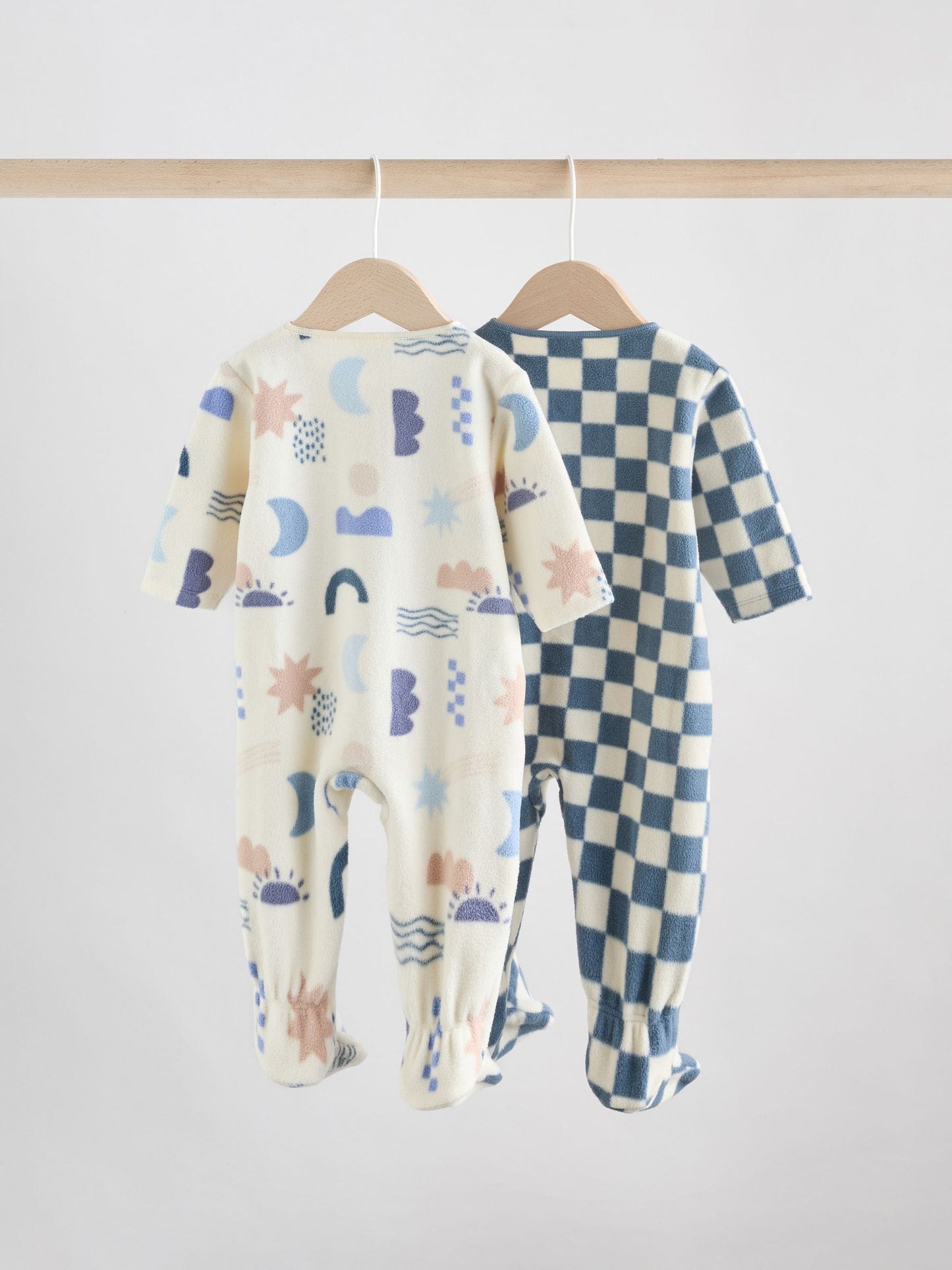 Blue Baby Micro Fleece Two Way Zip Sleepsuits 2 Pack image 2