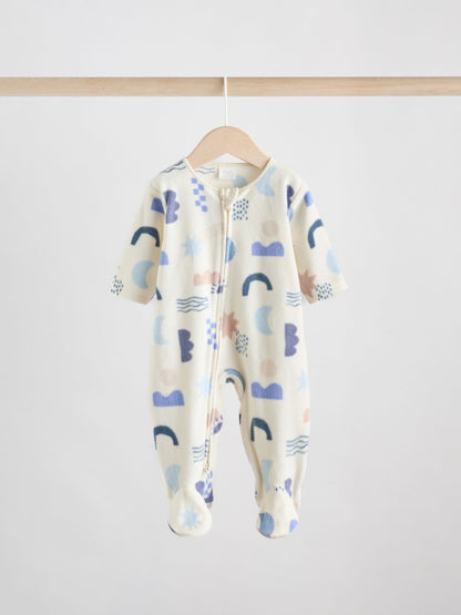 Blue Baby Micro Fleece Two Way Zip Sleepsuits 2 Pack image 4
