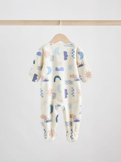 Blue Baby Micro Fleece Two Way Zip Sleepsuits 2 Pack