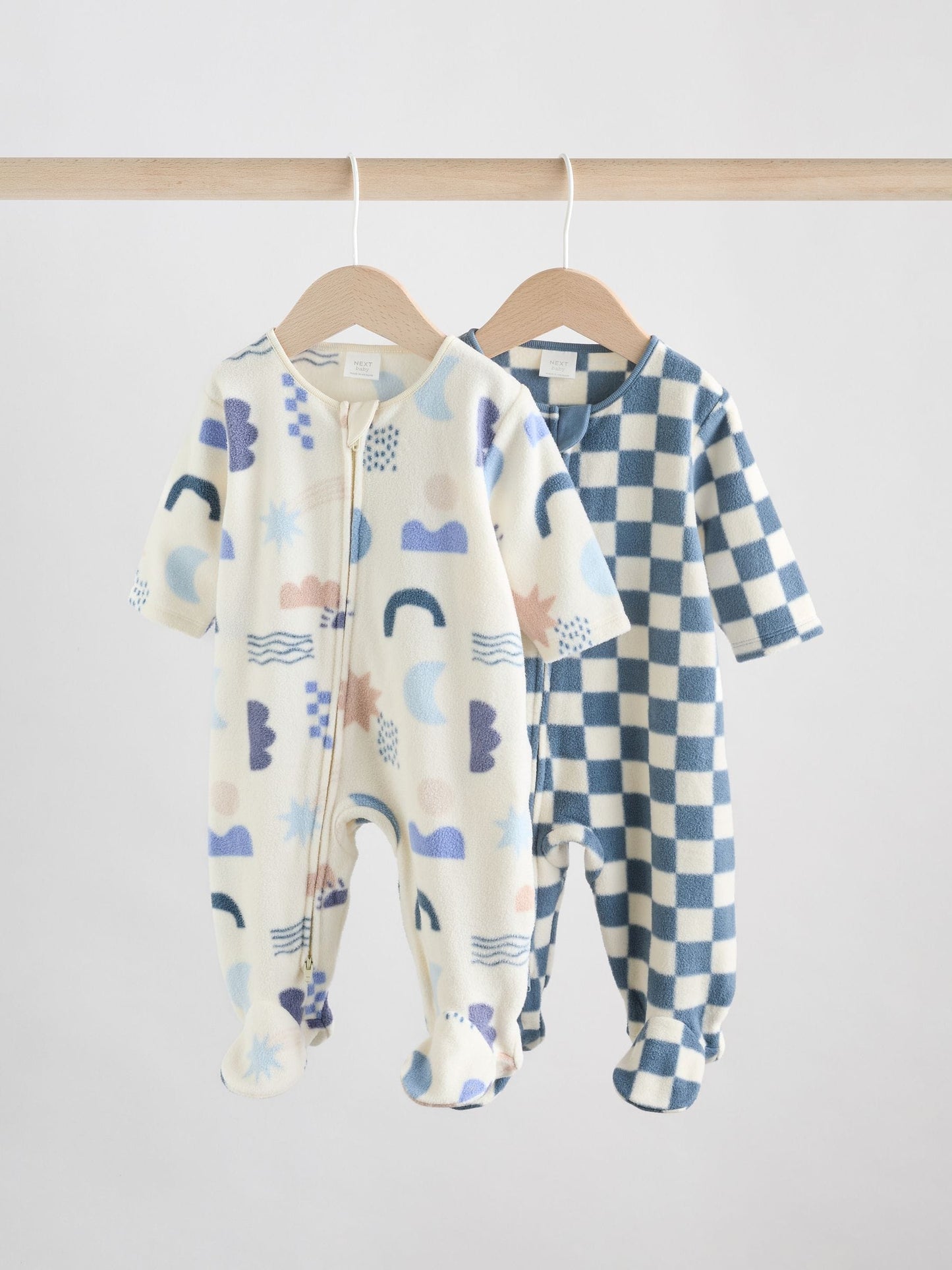 Blue Baby Micro Fleece Two Way Zip Sleepsuits 2 Pack