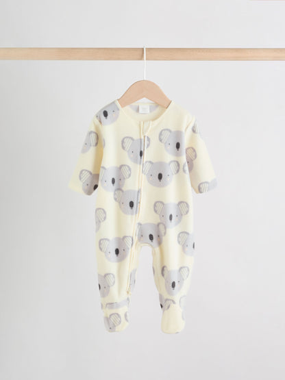 Grey Baby Micro Fleece Two Way Zip Sleepsuits 2 Pack image 2