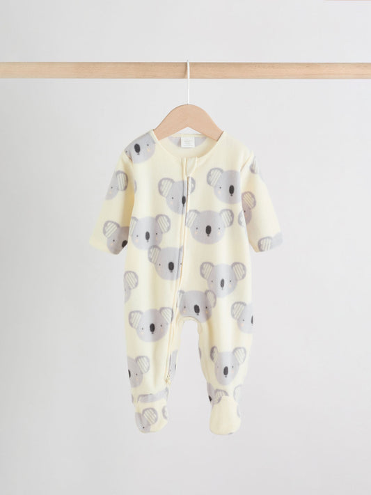 Grey Baby Micro Fleece Two Way Zip Sleepsuits 2 Pack image 2