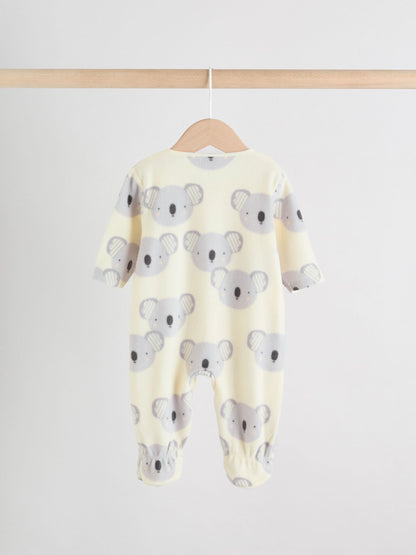 Grey Baby Micro Fleece Two Way Zip Sleepsuits 2 Pack image 5