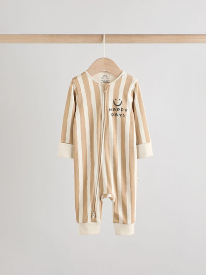 Olive Green 3 Pack Baby Sleepsuits (0-3yrs)