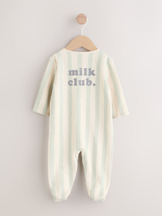Sage Green Milk Club Baby Fleece Lined Sleepsuit image 3