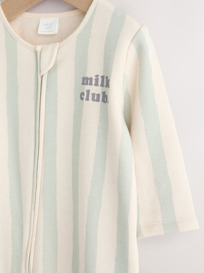 Sage Green Milk Club Baby Fleece Lined Sleepsuit
