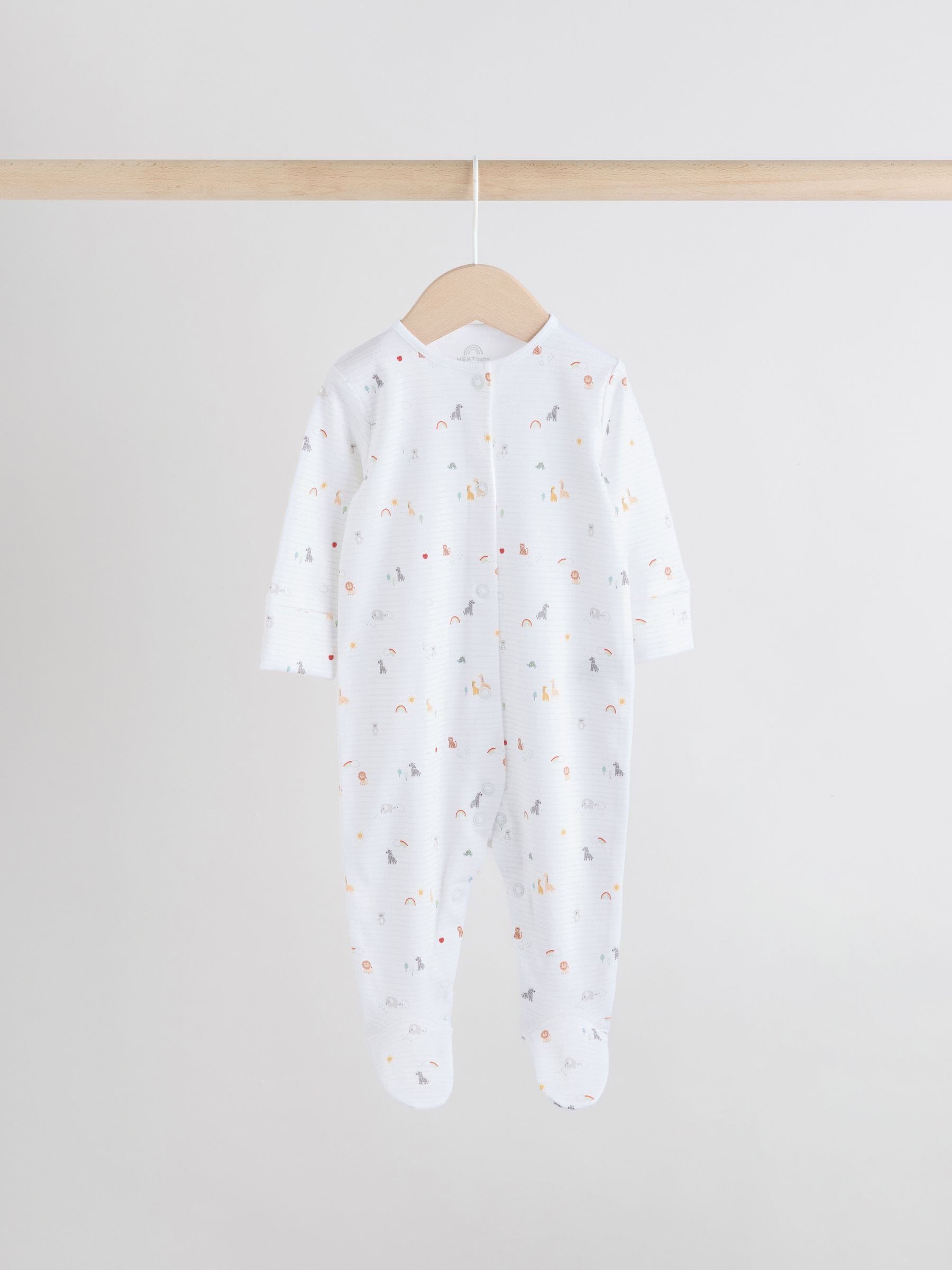 White 4 Pack Popper Baby Sleepsuits (0-2yrs) image 3