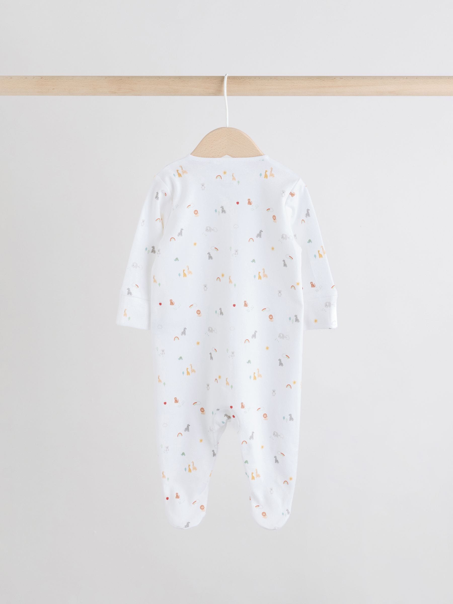 White 4 Pack Popper Baby Sleepsuits (0-2yrs) image 4