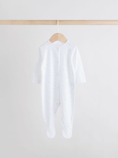 White 4 Pack Popper Baby Sleepsuits (0-2yrs) image 5