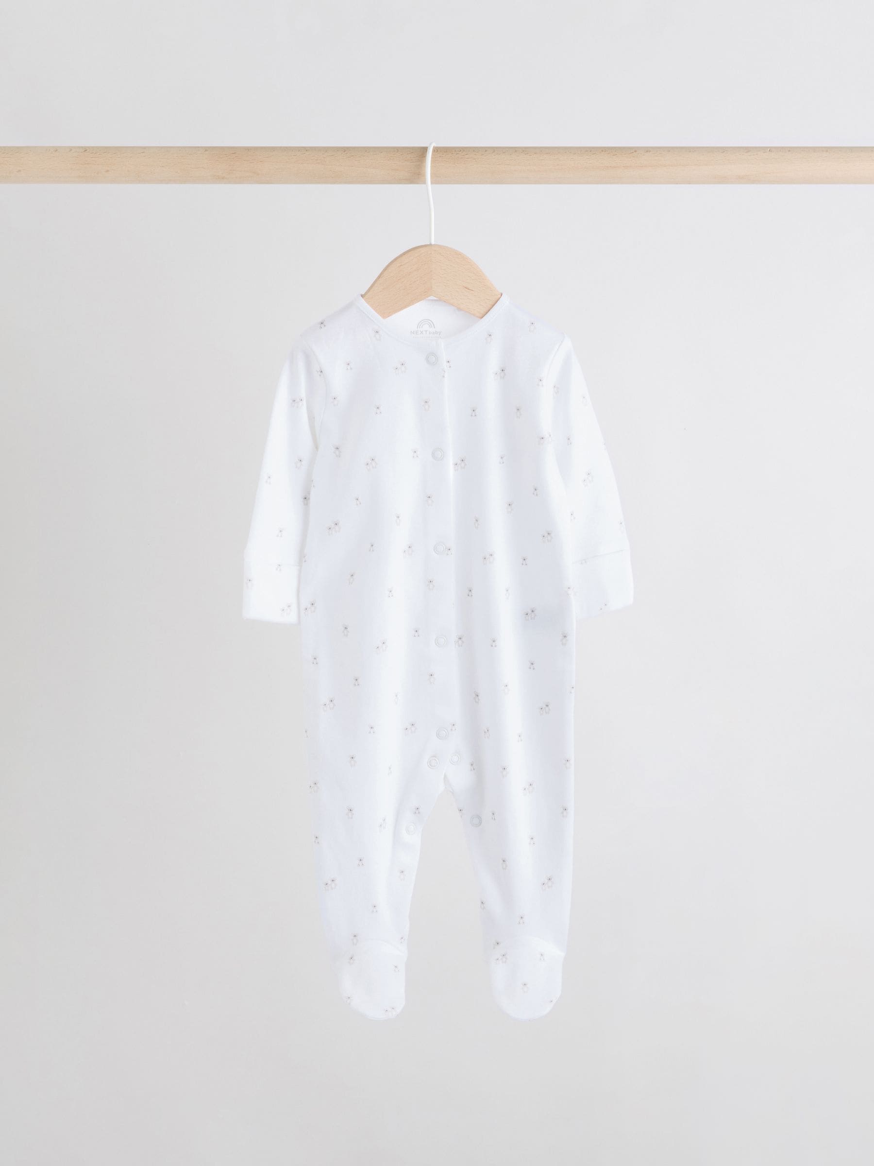 White 4 Pack Popper Baby Sleepsuits (0-2yrs) image 6