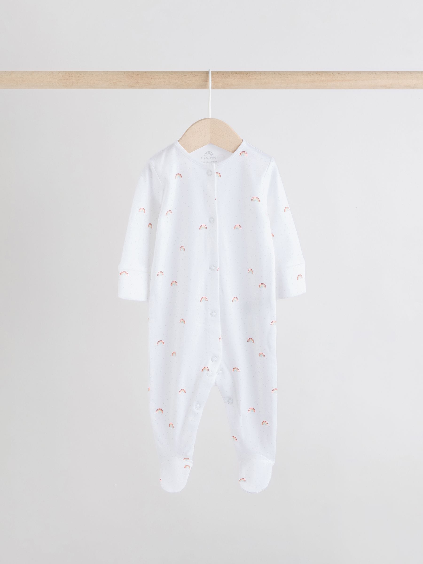 White 4 Pack Popper Baby Sleepsuits (0-2yrs) image 7
