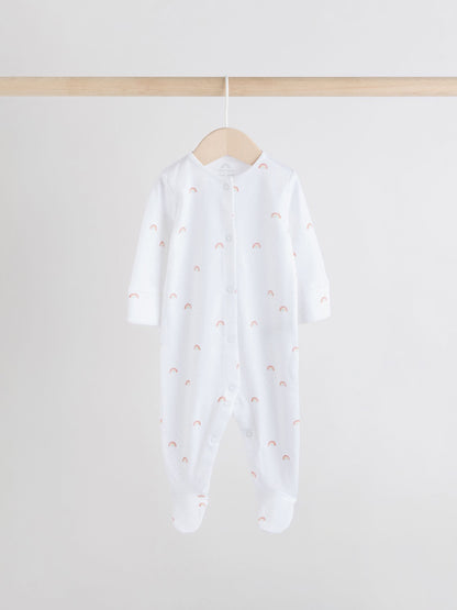 White 4 Pack Popper Baby Sleepsuits (0-2yrs) image 7