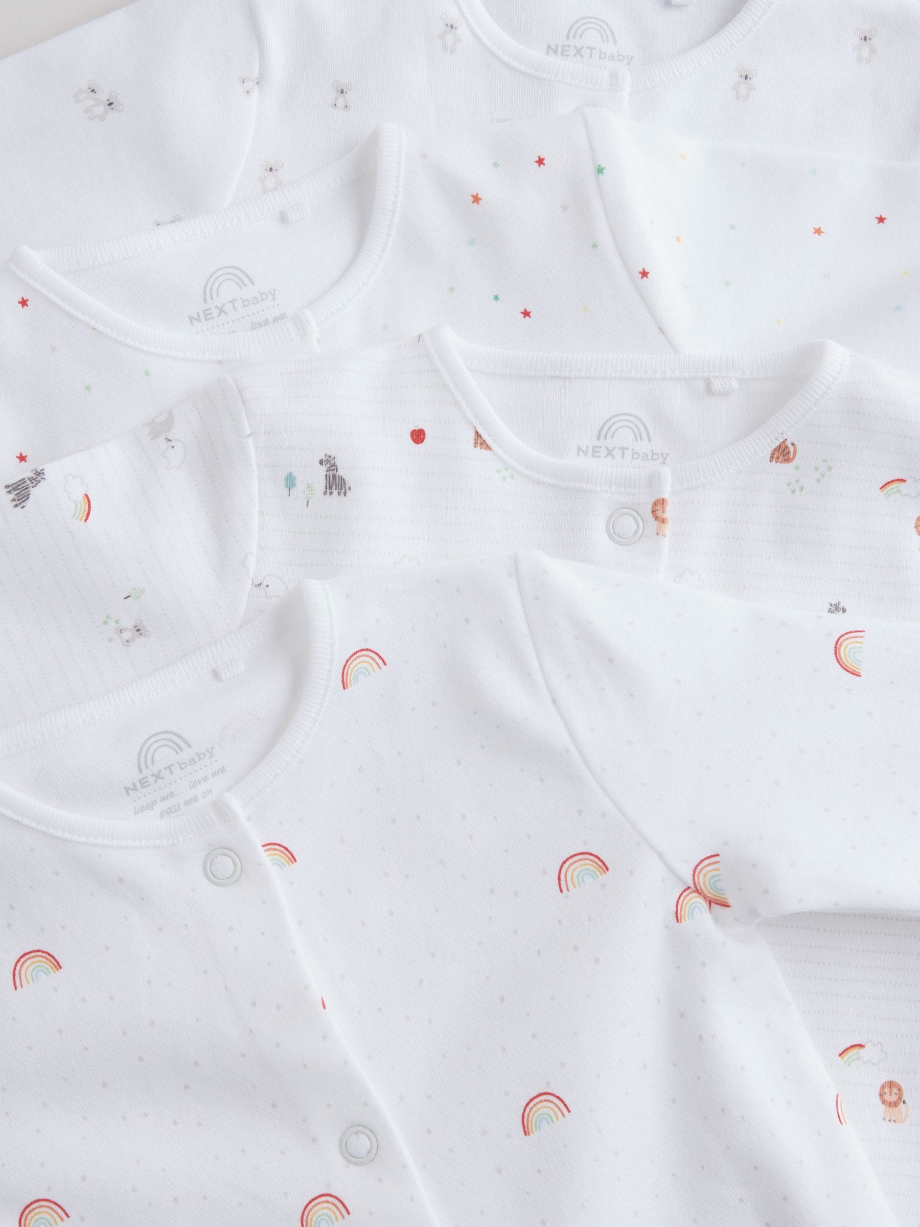 White 4 Pack Popper Baby Sleepsuits (0-2yrs) image 9
