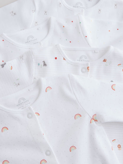 White 4 Pack Popper Baby Sleepsuits (0-2yrs) image 9