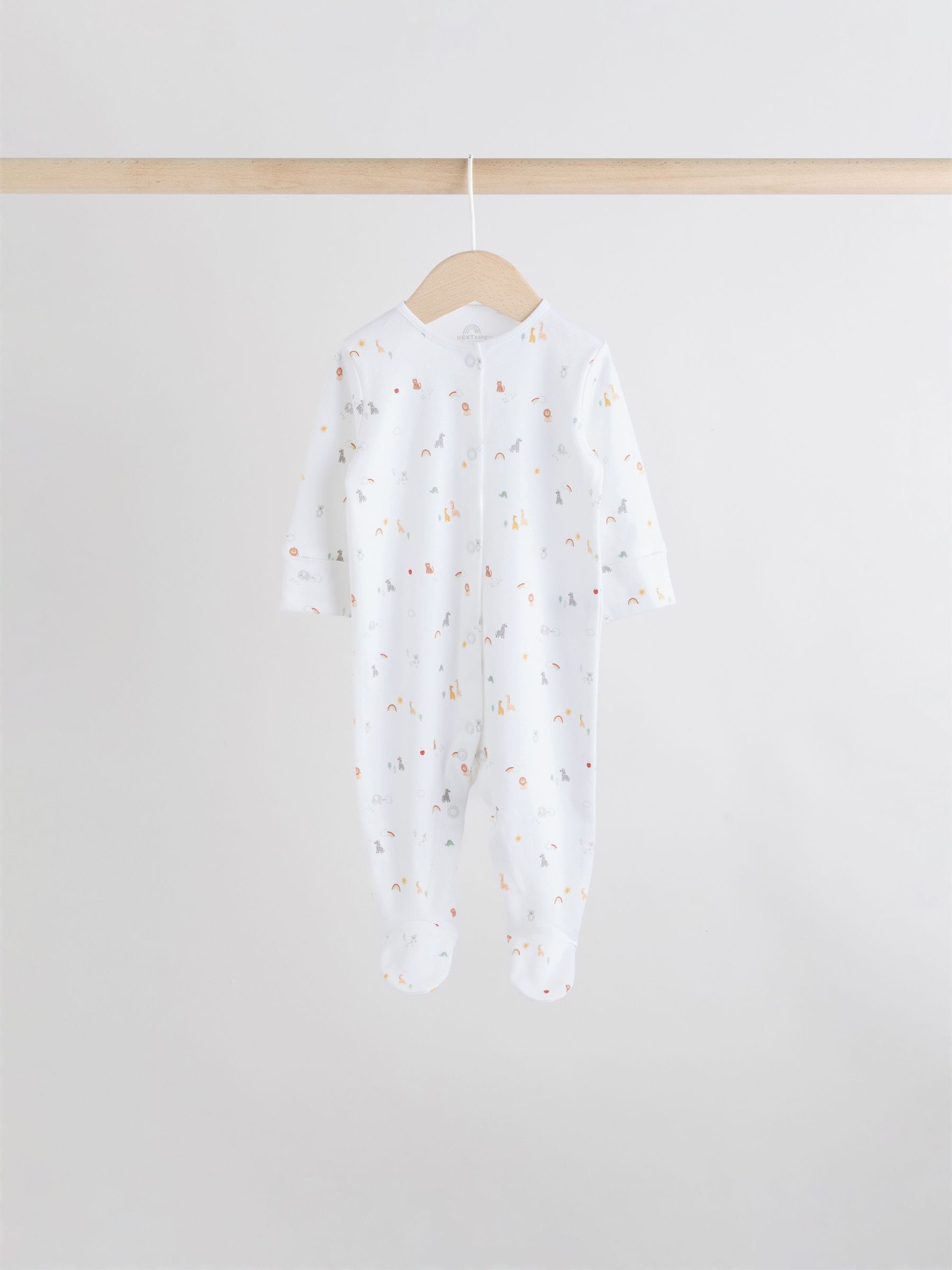 White 7 Pack Popper Baby Sleepsuits (0-2yrs) image 3