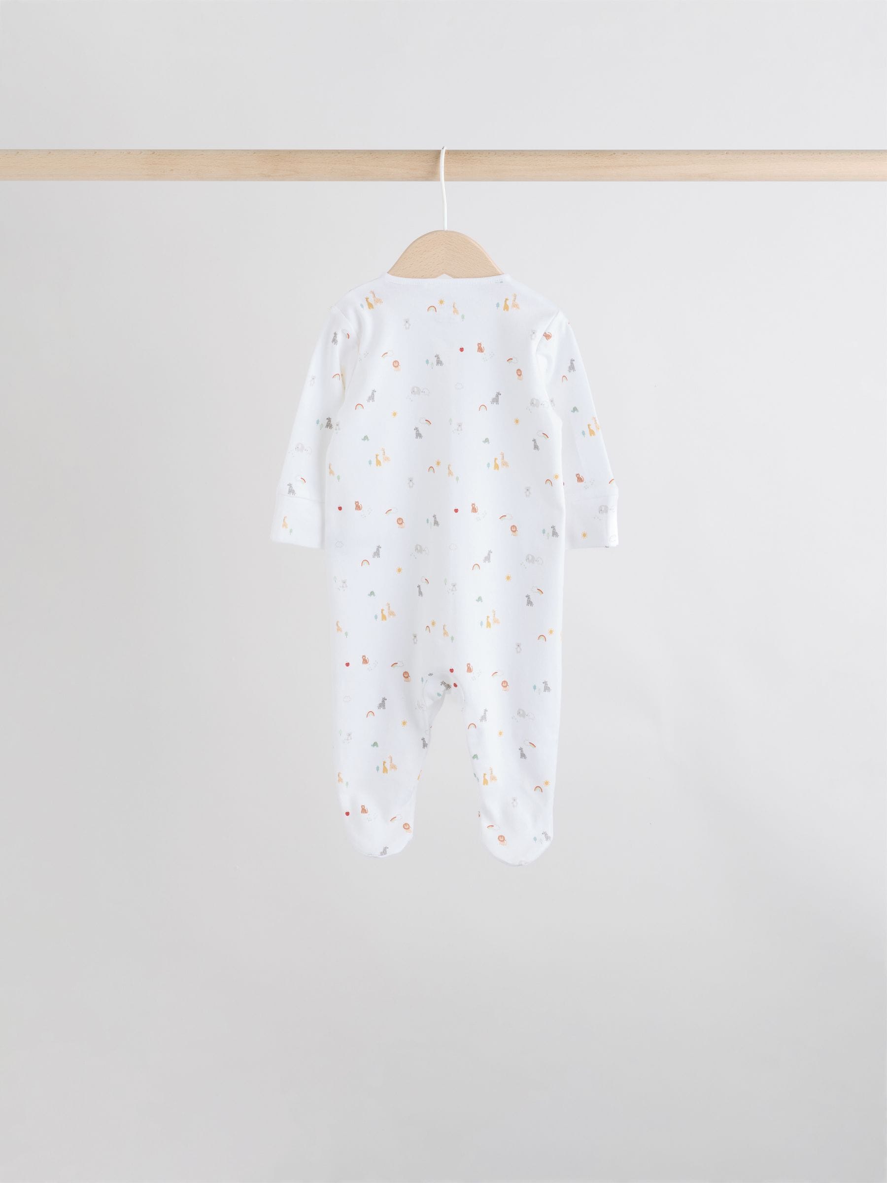 White 7 Pack Popper Baby Sleepsuits (0-2yrs) image 4