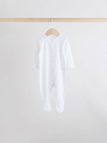 White 7 Pack Popper Baby Sleepsuits (0-2yrs) image 5