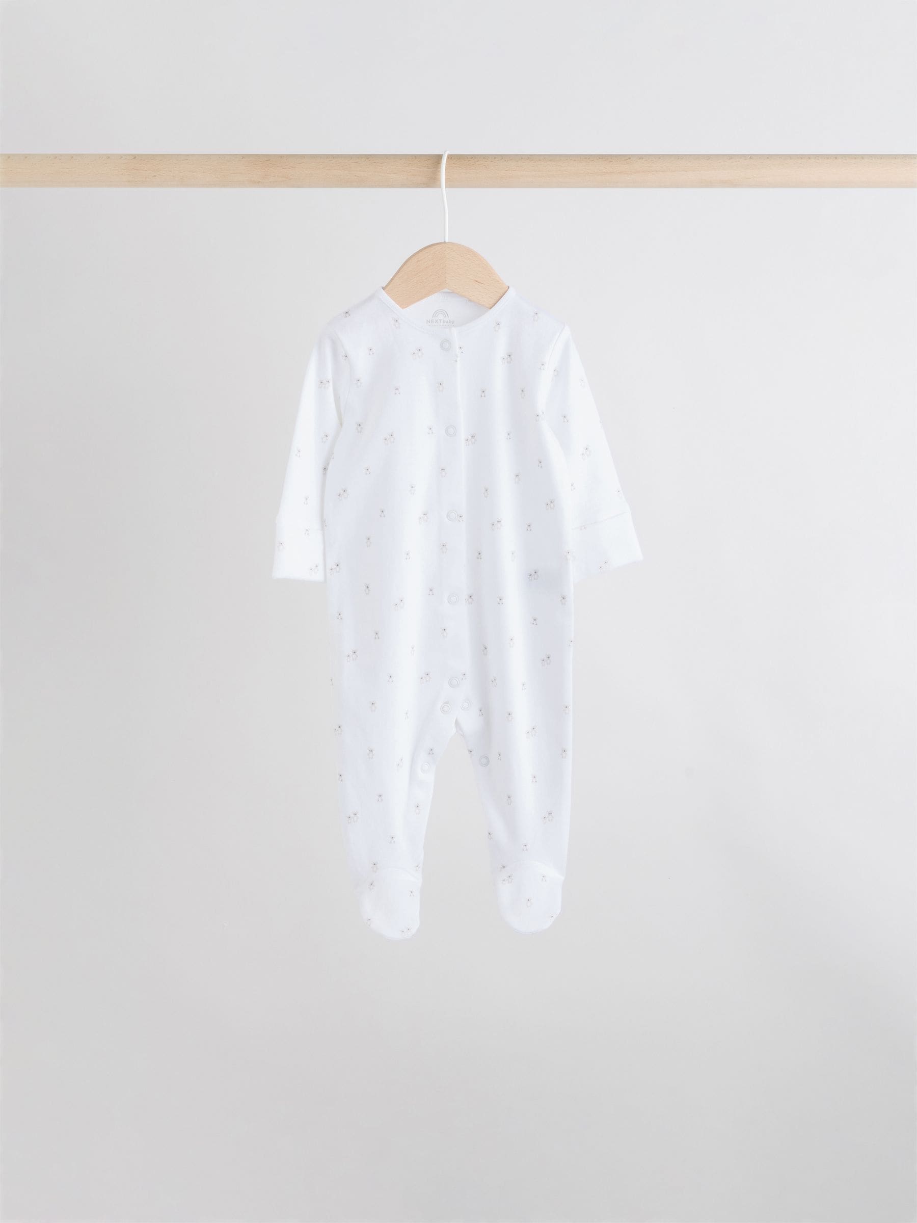 White 7 Pack Popper Baby Sleepsuits (0-2yrs) image 6