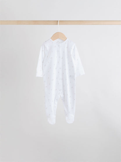 White 7 Pack Popper Baby Sleepsuits (0-2yrs) image 6
