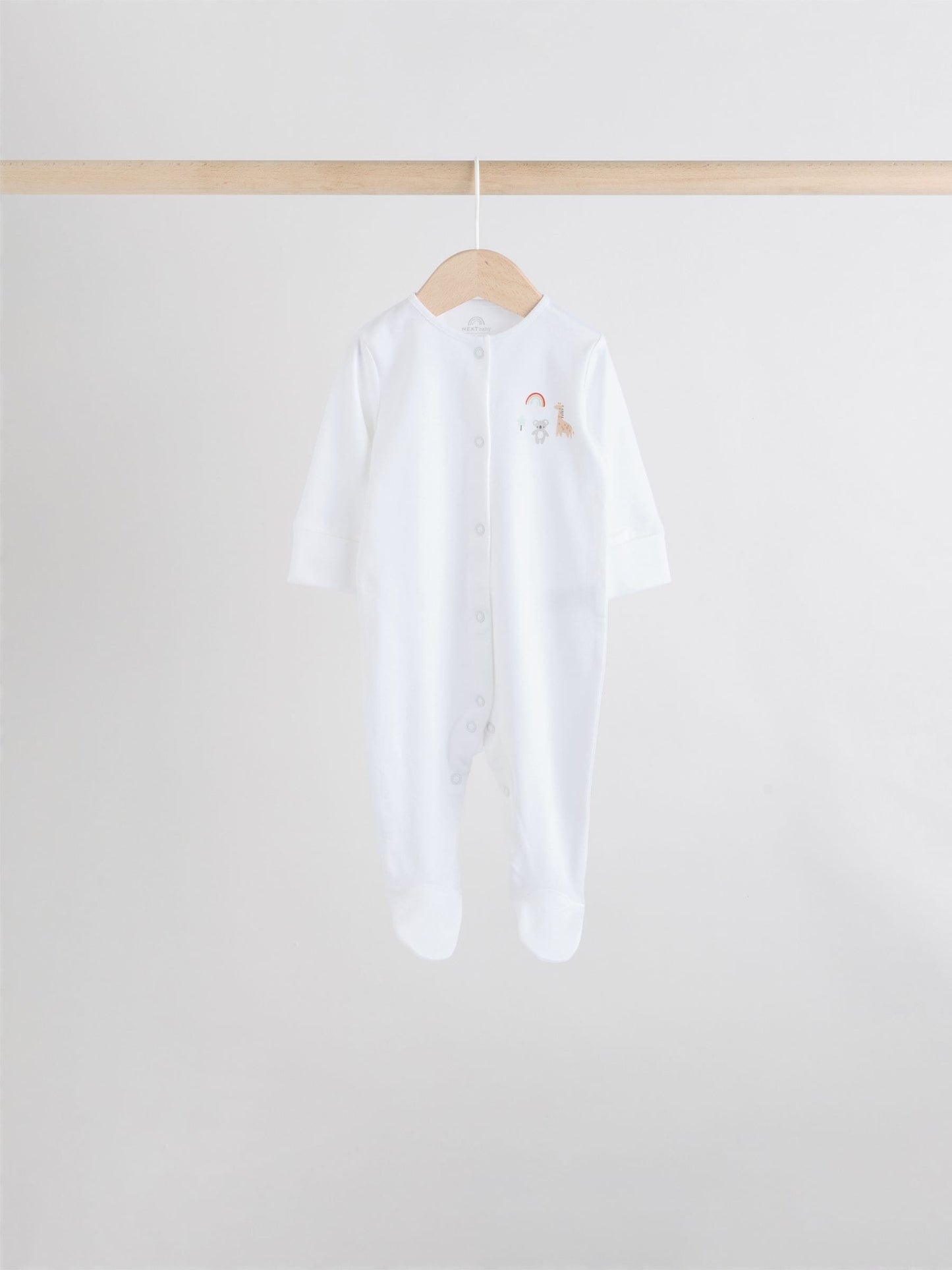 White 7 Pack Popper Baby Sleepsuits (0-2yrs) image 7