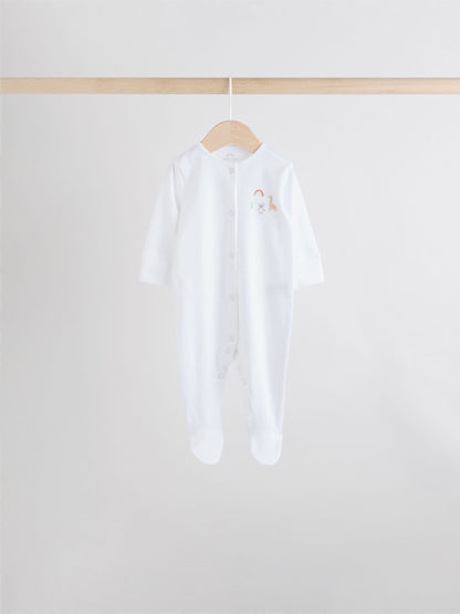 White 7 Pack Popper Baby Sleepsuits (0-2yrs) image 7