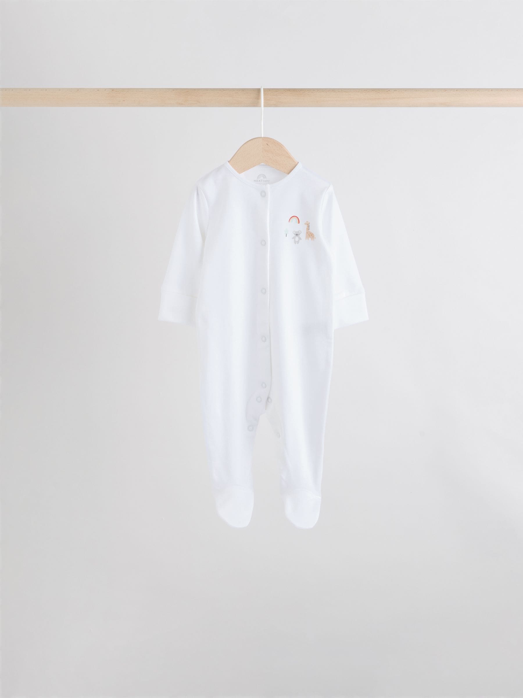 White 7 Pack Popper Baby Sleepsuits (0-2yrs) image 7