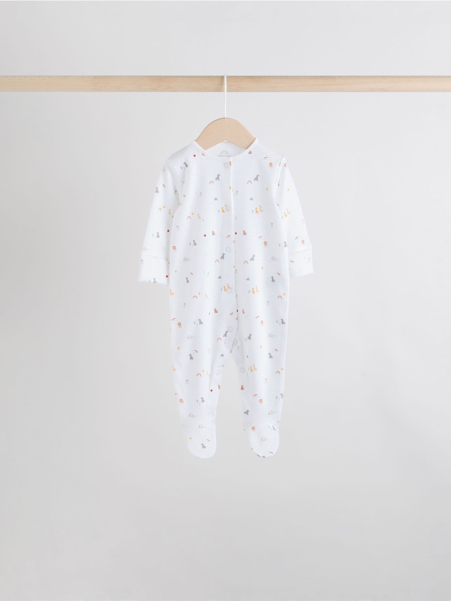 White 7 Pack Popper Baby Sleepsuits (0-2yrs) image 8
