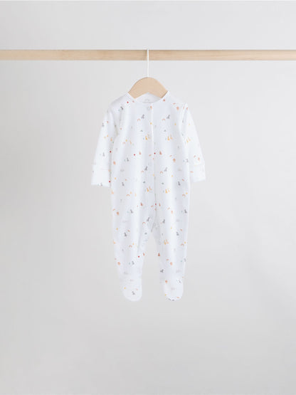 White 7 Pack Popper Baby Sleepsuits (0-2yrs) image 8