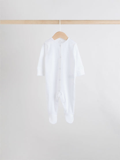 White 7 Pack Popper Baby Sleepsuits (0-2yrs) image 9