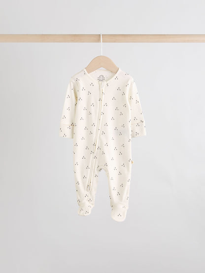 Cream 4 Pack Two Way Zip Baby Sleepsuits (0-2yrs) image 3