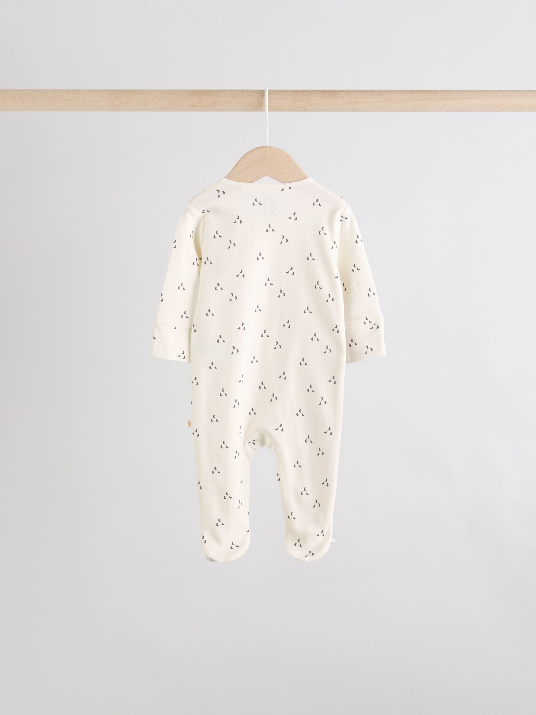 Cream 4 Pack Two Way Zip Baby Sleepsuits (0-2yrs) image 4
