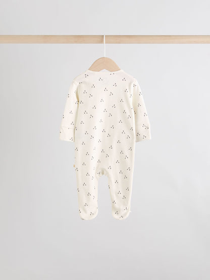 Cream 4 Pack Two Way Zip Baby Sleepsuits (0-2yrs) image 4