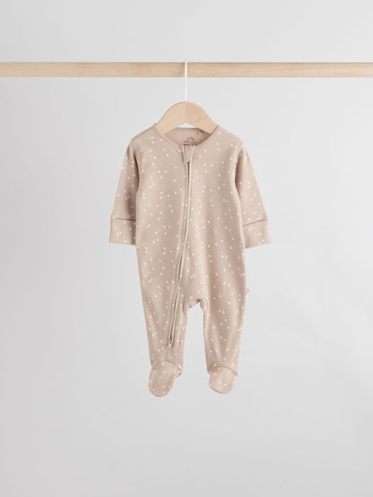 Cream 4 Pack Two Way Zip Baby Sleepsuits (0-2yrs) image 5