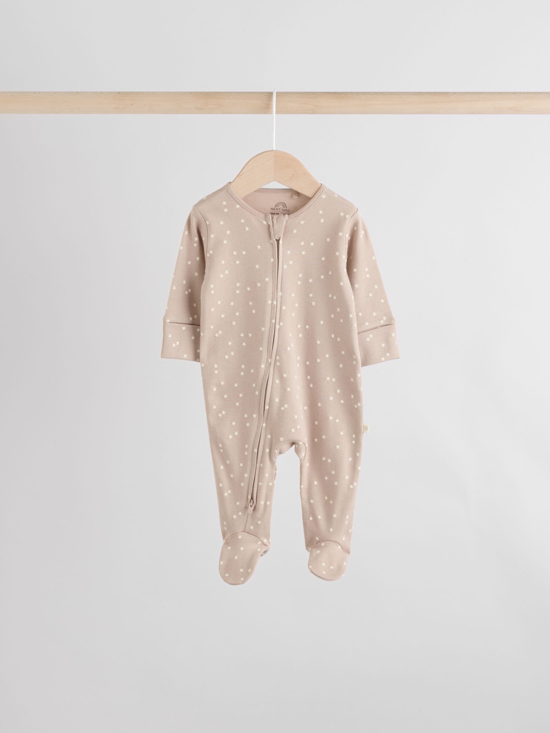 Cream 4 Pack Two Way Zip Baby Sleepsuits (0-2yrs) image 5