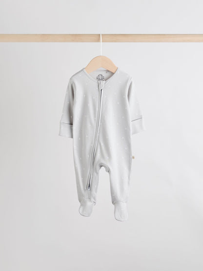 Cream 4 Pack Two Way Zip Baby Sleepsuits (0-2yrs) image 6