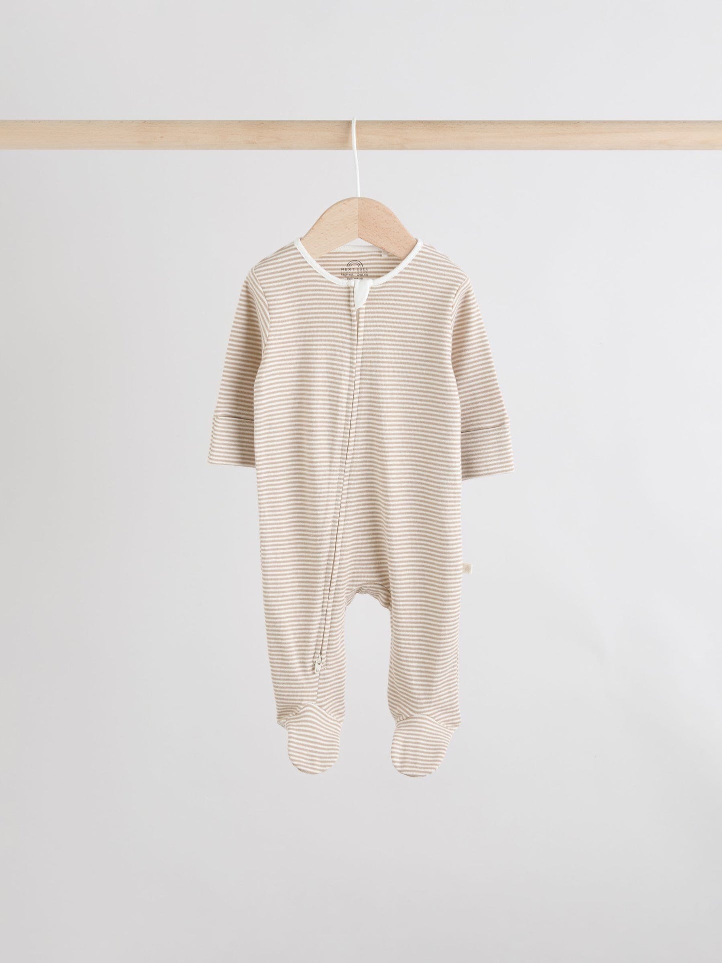 Cream 4 Pack Two Way Zip Baby Sleepsuits (0-2yrs) image 7