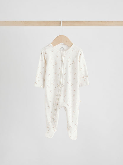 Neutral 7 Pack Two Way Zip Baby Sleepsuits (0-2yrs) image 3