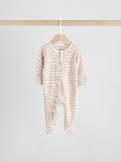 Neutral 7 Pack Two Way Zip Baby Sleepsuits (0-2yrs) image 5