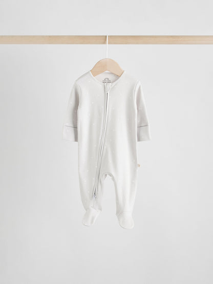 Neutral 7 Pack Two Way Zip Baby Sleepsuits (0-2yrs) image 7