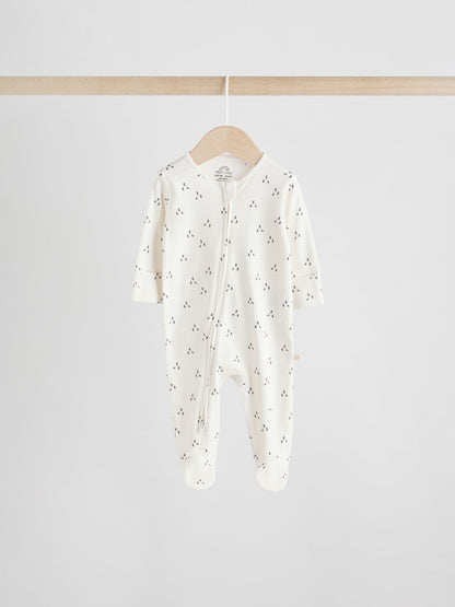 Neutral 7 Pack Two Way Zip Baby Sleepsuits (0-2yrs) image 8