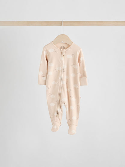 Neutral 7 Pack Two Way Zip Baby Sleepsuits (0-2yrs) image 9