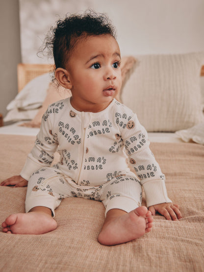 Cream Family Two Way Zip Footless Baby Sleepsuit (0-18mths) image 5